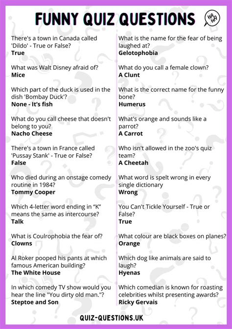 funny quiz questions and answers in english