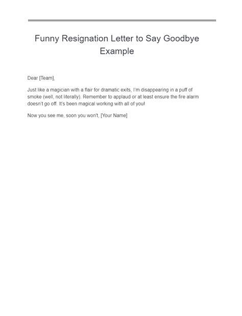 FREE 6+ Sample Funny Resignation Letter Templates in PDF MS Word