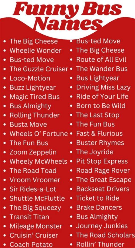 Funny School Bus Names