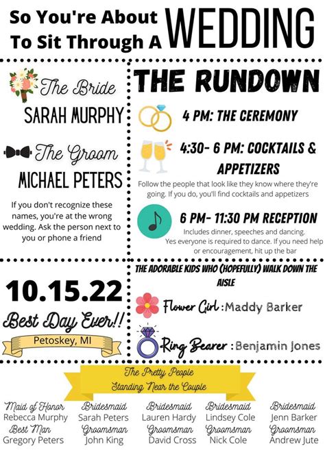 Funny Wedding Program Printables