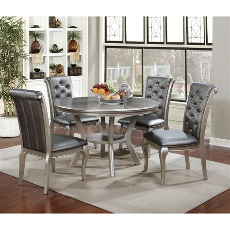 furniture of america mora contemporary champagne round dining table