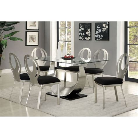 www.vakarai.us:furniture of america serenia contemporary satin metal dining table