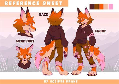 Fursona reference sheet character design
