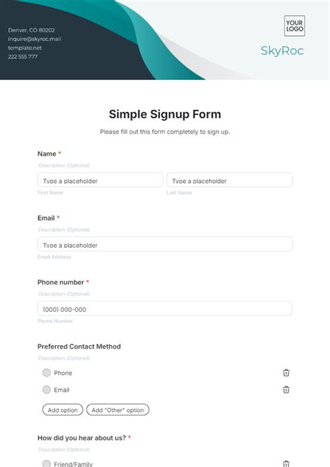fusion builder signup form template
