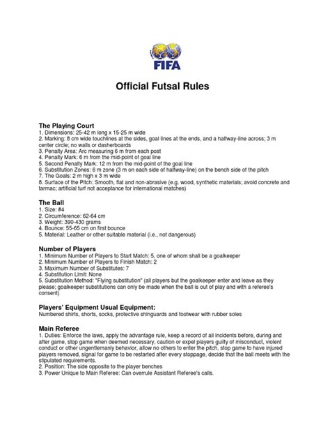 futsal rules pdf