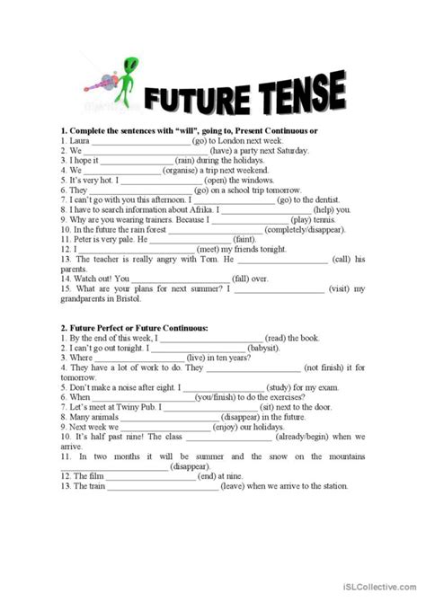 future forms in english exercises