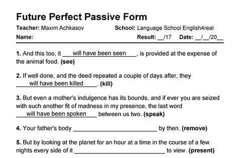 future perfect continuous tense active and passive voice exercise with answers