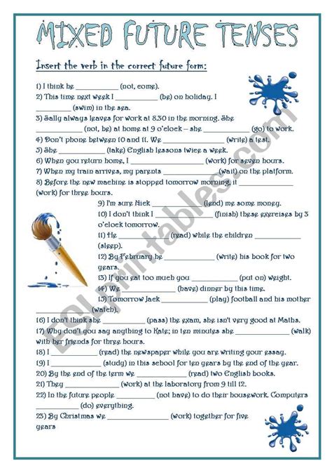 future tenses mixed exercises