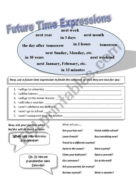 future time expressions exercises