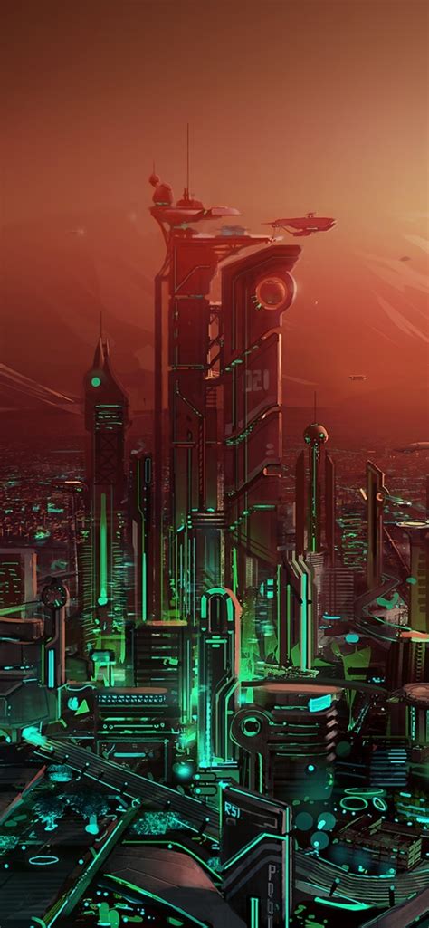 futuristic city wallpaper iphone