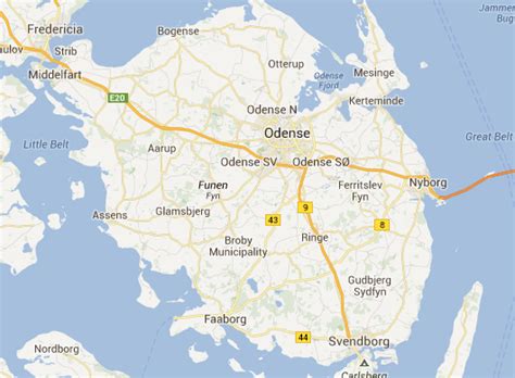 Funen (Fyn) Island Map, Syddanmark Denmark Scandinavia Pinterest