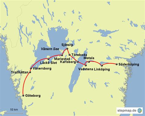StepMap Göta Kanal 2 Tage Übersicht Landkarte für Schweden