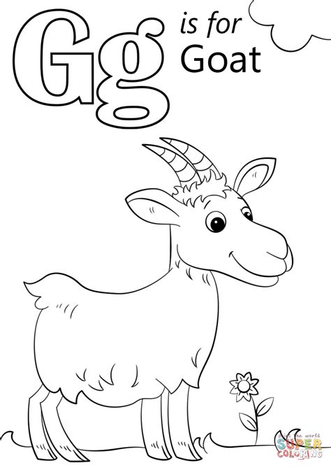 g is for goat coloring page