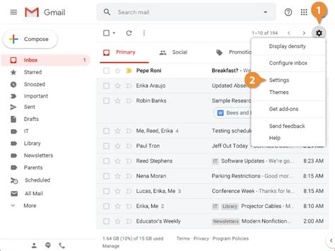 g mail or gmail account settings