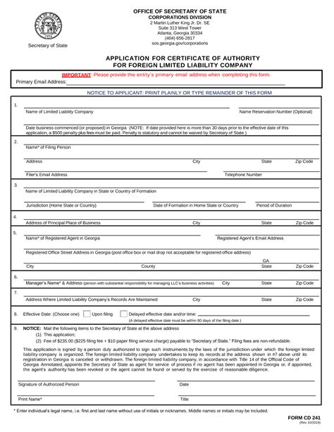 ga sos foreign llc registration