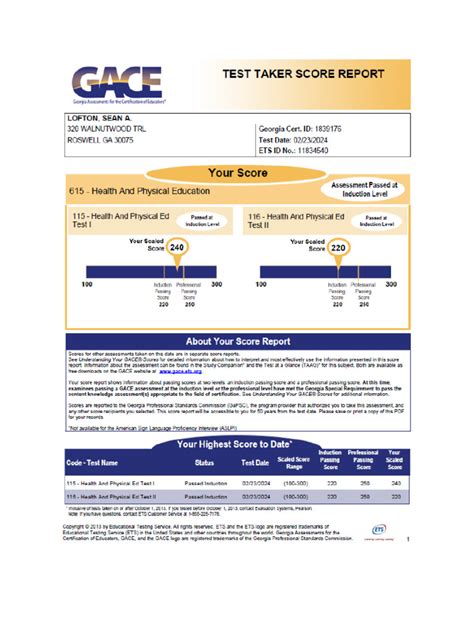 Gace Change Test Date