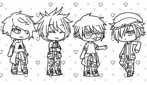 Four cool boys in Gacha Life Games Coloring Pages - Gacha Life Coloring