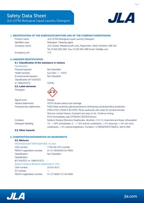 Gain Liquid Detergent Msds