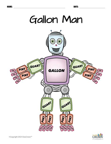 Gallon Man Printable Template: A Helpful Tool For Learning Measurements