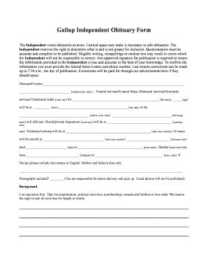 gallup independent obituary form