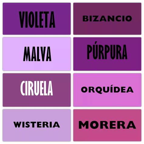 gama de colores morados y sus nombres
