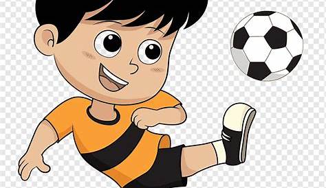 Anak laki-laki bermain ilustrasi sepak bola, Kartun Anak Bermain, anak