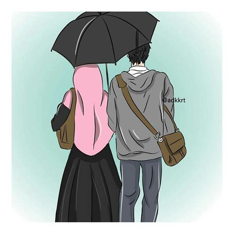 15 Foto Kartun Muslimah Bersama Pasangan Kumpulan Gambar Kartun