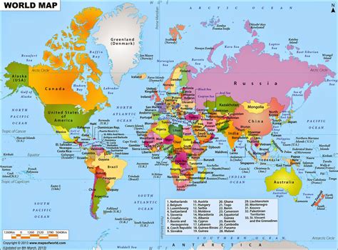 Gambar Peta Dunia Beserta Nama-Nama Negara