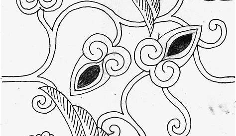 Sketsa Lukisan Corak Batik Bunga Simple - 45 Gambar Motif Batik Bunga
