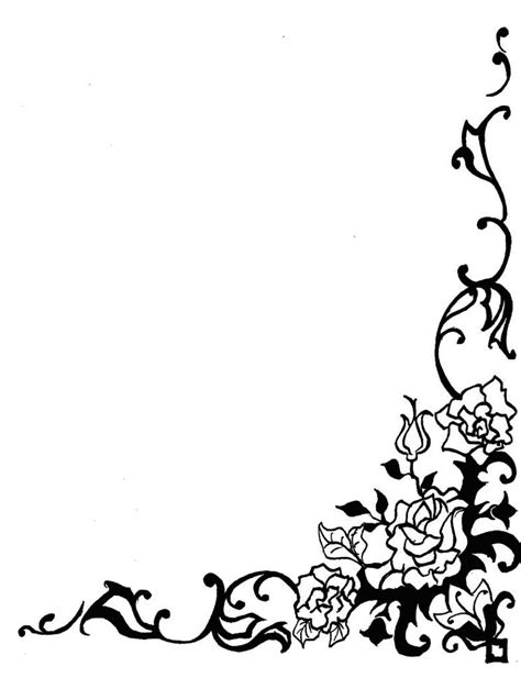 gambar bingkai bunga hitam putih