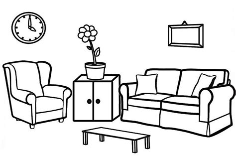 gambar ruang tamu kartun hitam putih