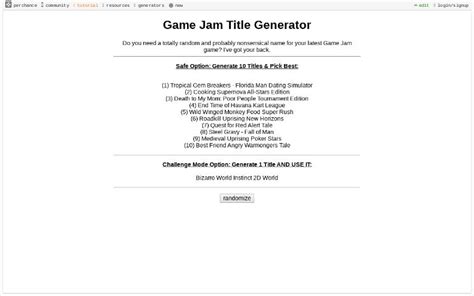 Game Jam Name Generator