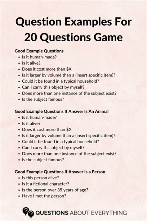 Game Questions Examples