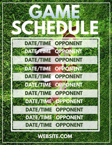 Game Schedules Google Sheets