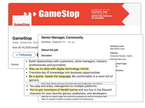 gamestop careers job description