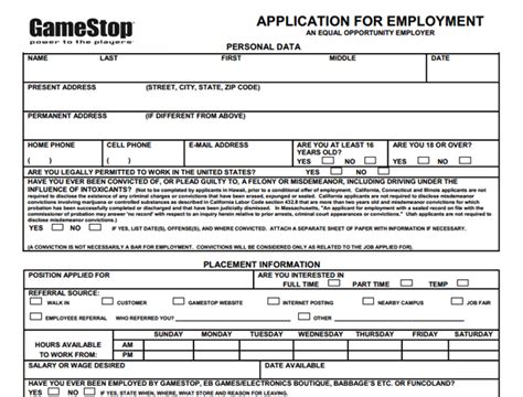 GameStop Application Form Edit, Fill, Sign Online Handypdf