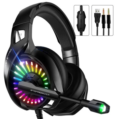 3.5mm Gaming Headset Mic LED Headphones Stereo Surround For PC PS4 Xbox