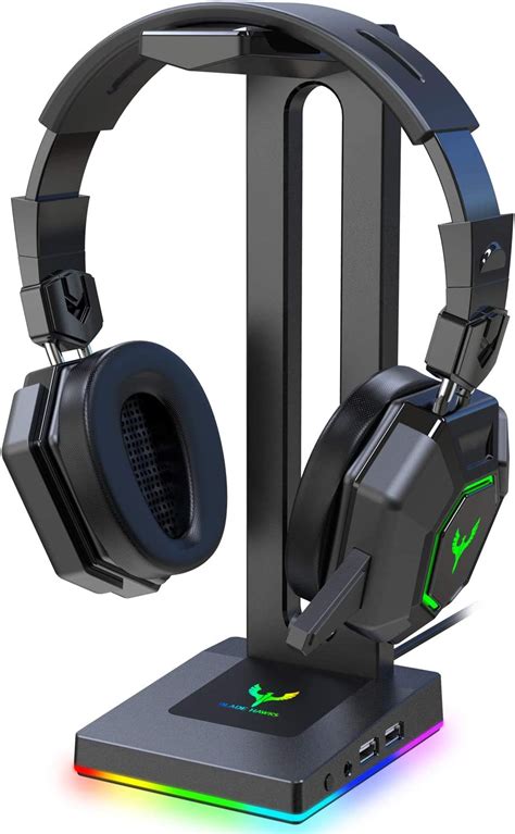 Blade Hawks RGB Gaming Headphone Stand with 3.5mm AUX and 2 USB Ports