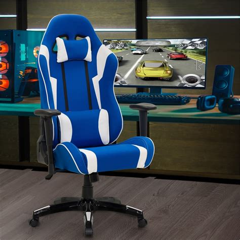 gaming chair white and blue