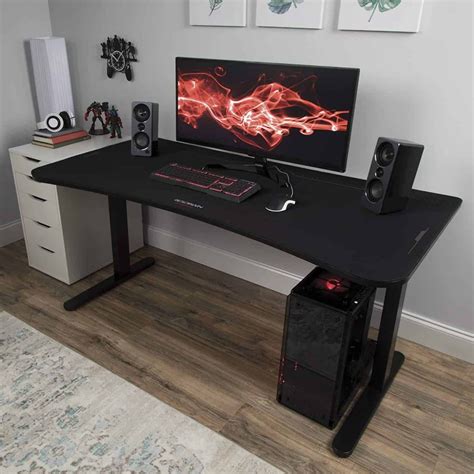 gaming desk with mouse pad top