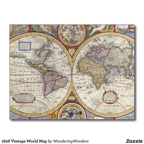 Antika Kartor över Världskartan över Världsklinikerna Visscherc 1652