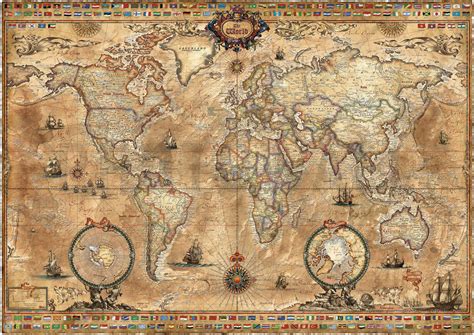 Antika Kartor över Världskartan över Världsklinikerna Visscherc 1652