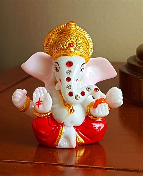 3" Orange Dhoti Ganesh Idol for CAR Dashboard,Home Decor, Temple & Gift