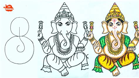 How to Draw Bal Ganesh printable step by step drawing