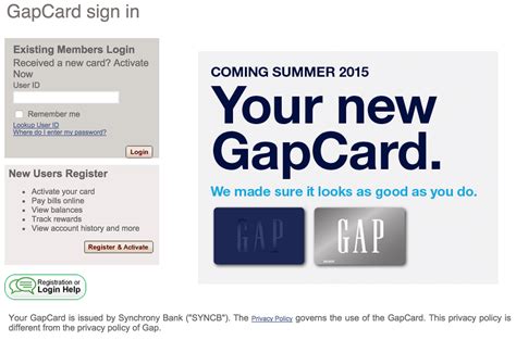 gap visa credit card account login