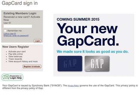gap visa credit card login synchrony