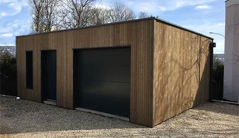 Garage Double Bois Toit Plat En à MODERN (44 Mm), 6x6 M, 36 M²