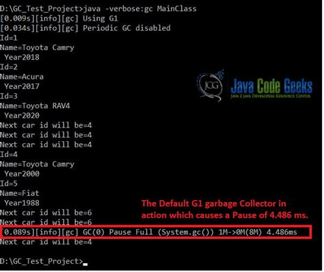 garbage collection in java example