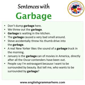 Garbage Disposal Example Sentence