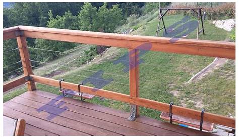 Garde Corps Exterieur Cables Et Bois Fixation A L Anglaise Balustrade Terrasse Design De Cloture Construire Un Pont